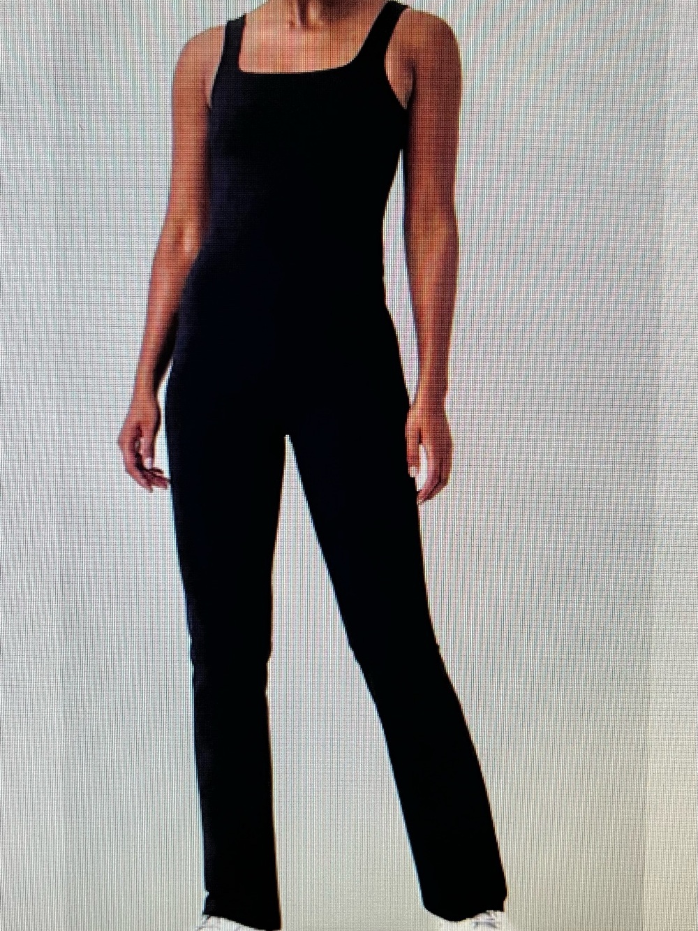 SPANX Black Square-Neck Flare Jumpsuit